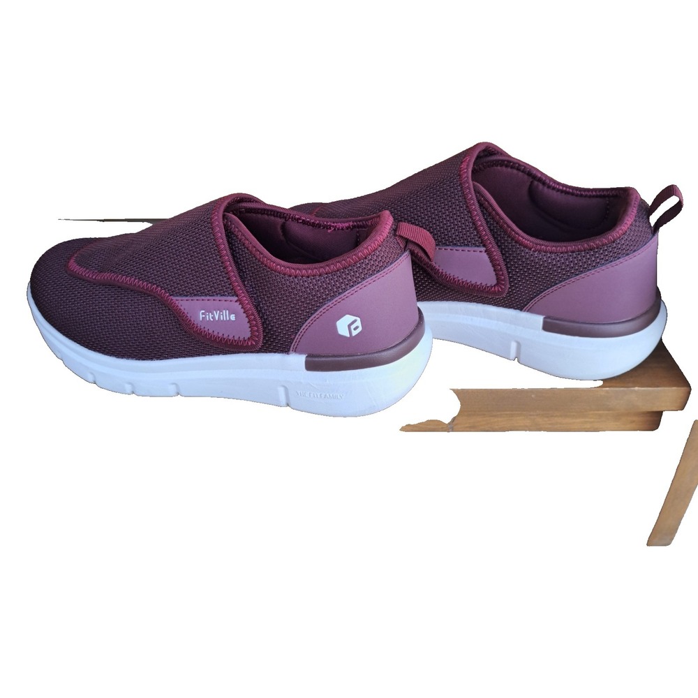FitVille Women's Maroon Mesh Comfort Orthopedic Walking Shoes Size 8.5 EW NEW